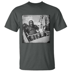 Funny Bigfoot Alien T Shirt Sasquatch UFO Coaster TS10 Dark Heather Print Your Wear