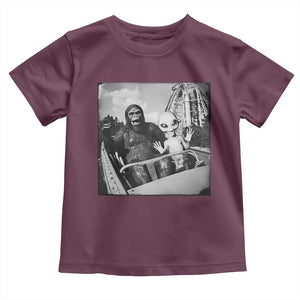Funny Bigfoot Alien Toddler T Shirt Sasquatch UFO Coaster TS10 Maroon Print Your Wear