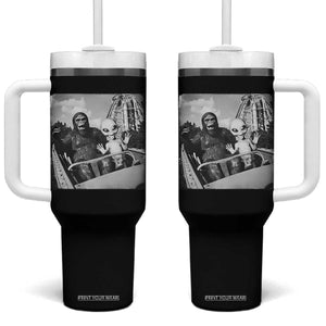 Funny Bigfoot Alien Tumbler With Handle Sasquatch UFO Coaster TS10 One Size: 40 oz Black Print Your Wear