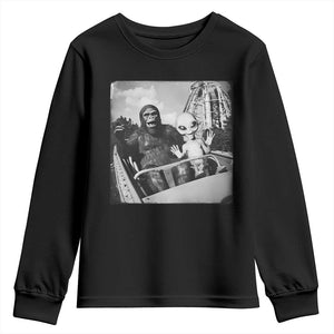 Funny Bigfoot Alien Youth Sweatshirt Sasquatch UFO Coaster TS10 Black Print Your Wear
