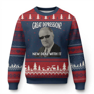 FDR Great Depression Deal With It Ugly Christmas Sweater Funny History Meme