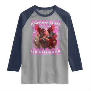 Embarrassing Adult Humor Experienced Cock Handler Inappropriate Raglan Shirt TS10 Sport Gray Navy Print Your Wear