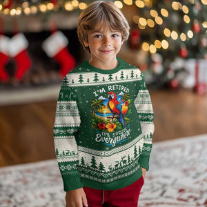 Humor Retirement Ugly Christmas Sweater Im Retired 5 OClock Everywhere Vintage Beach Parrot Cocktail TS10 Forest Green Beige Print Your Wear