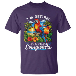 Humor Retirement T Shirt Im Retired 5 OClock Everywhere Vintage Beach Parrot Cocktail TS10 Purple Print Your Wear