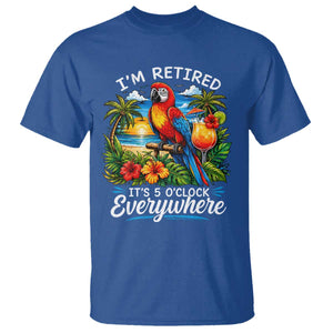 Humor Retirement T Shirt Im Retired 5 OClock Everywhere Vintage Beach Parrot Cocktail TS10 Royal Blue Print Your Wear