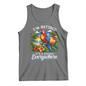 Humor Retirement Tank Top Im Retired 5 OClock Everywhere Vintage Beach Parrot Cocktail TS10 Black Heather Print Your Wear