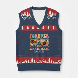 Retired Teacher Gift V-Neck Knit Sweater Vest Forever On Summer Break Retirement 2026 TS10 Navy Red Print Your Wear