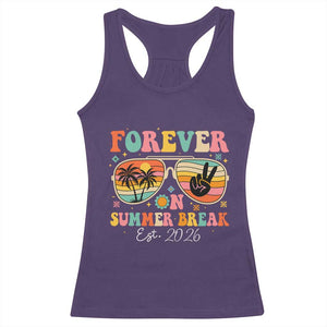Retired Teacher Gift Racerback Tank Top Forever On Summer Break Retirement 2026 TS10 Purple Print Your Wear