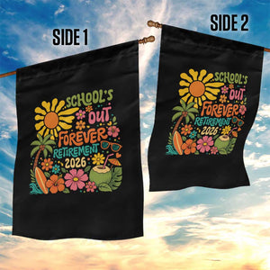Schools Out Forever Retirement 2026 Garden Flag Retired Teacher Gifts Vintage Flower Graphic TS10 Print Your Wear