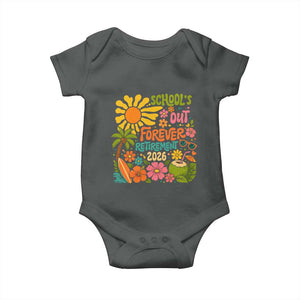 Schools Out Forever Retirement 2026 Baby Onesie Retired Teacher Gifts Vintage Flower Graphic TS10 Dark Heather Print Your Wear