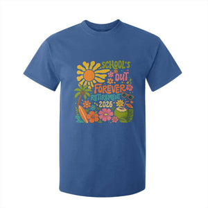 Schools Out Forever Retirement 2026 T Shirt For Kid Retired Teacher Gifts Vintage Flower Graphic TS10 Royal Blue Print Your Wear