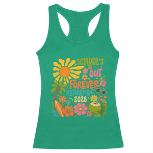Schools Out Forever Retirement 2026 Racerback Tank Top Retired Teacher Gifts Vintage Flower Graphic TS10 Irish Green Print Your Wear
