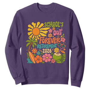 Schools Out Forever Retirement 2026 Sweatshirt Retired Teacher Gifts Vintage Flower Graphic TS10 Purple Print Your Wear