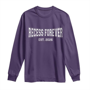 Retired Teacher Long Sleeve Shirt Retro Varsity Vintage Recess Forever Retirement 2026 TS10 Purple Print Your Wear