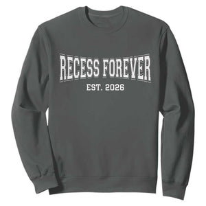 Retired Teacher Sweatshirt Retro Varsity Vintage Recess Forever Retirement 2026 TS10 Dark Heather Print Your Wear