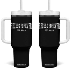 Retired Teacher Tumbler With Handle Retro Varsity Vintage Recess Forever Retirement 2026 TS10 One Size: 40 oz Black Print Your Wear