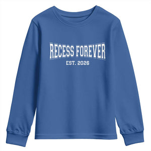 Retired Teacher Youth Sweatshirt Retro Varsity Vintage Recess Forever Retirement 2026 TS10 Royal Blue Print Your Wear