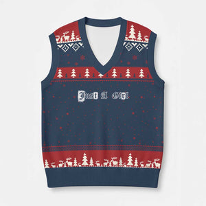 Just A Girl V-Neck Knit Sweater Vest Gothic Blackletter Typography Design TS10 Navy Red Print Your Wear