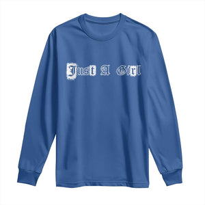 Just A Girl Long Sleeve Shirt Gothic Blackletter Typography Design TS10 Royal Blue Print Your Wear