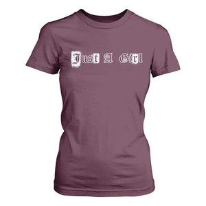 Just A Girl T Shirt For Women Gothic Blackletter Typography Design
