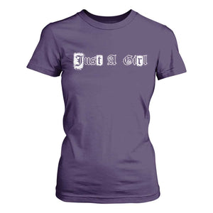 Just A Girl T Shirt For Women Gothic Blackletter Typography Design
