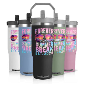 Retired Teacher Flip Straw Tumbler Forever On Summer Break Retirement 2026 TS10 Print Your Wear