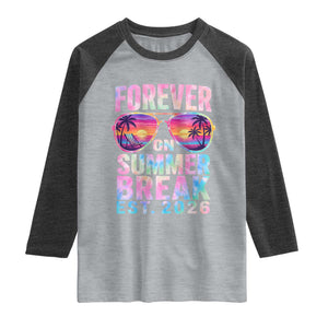 Retired Teacher Raglan Shirt Forever On Summer Break Retirement 2026 TS10 Heather Gray Heather Charcoal Print Your Wear