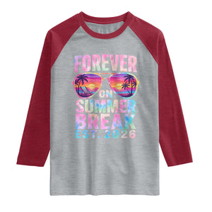 Retired Teacher Raglan Shirt Forever On Summer Break Retirement 2026 TS10 Heather Gray Heather Red Print Your Wear
