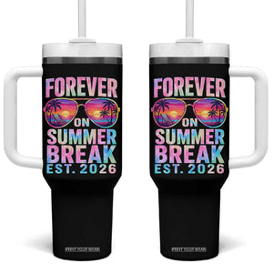 Retired Teacher Tumbler With Handle Forever On Summer Break Retirement 2026 TS10 One Size: 40 oz Black Print Your Wear