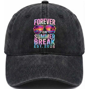 Retired Teacher Washed Cotton Baseball Cap Forever On Summer Break Retirement 2026 TS10 Print Your Wear