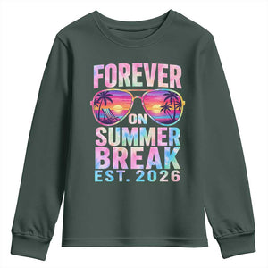 Retired Teacher Youth Sweatshirt Forever On Summer Break Retirement 2026 TS10 Dark Forest Green Print Your Wear