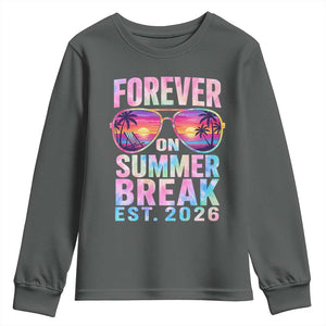 Retired Teacher Youth Sweatshirt Forever On Summer Break Retirement 2026 TS10 Dark Heather Print Your Wear