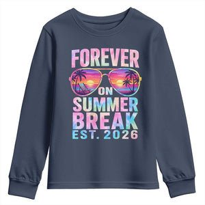 Retired Teacher Youth Sweatshirt Forever On Summer Break Retirement 2026 TS10 Navy Print Your Wear