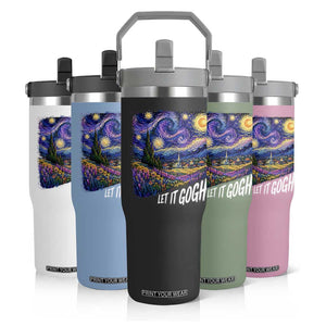 Let it Gogh Funny Vincent Van Gogh Starry Night Flip Straw Tumbler