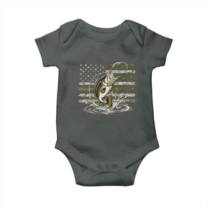 Vintage Bass Fishing Camouflage Baby Onesie Patriotic Largemouth Bass Angler Fishing Lovers Fisherman Camo US Flag