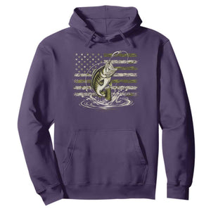 Vintage Bass Fishing Camouflage Hoodie Patriotic Largemouth Bass Angler Fishing Lovers Fisherman Camo US Flag