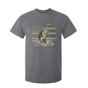 Vintage Bass Fishing Camouflage T Shirt For Kid Patriotic Largemouth Bass Angler Fishing Lovers Fisherman Camo US Flag