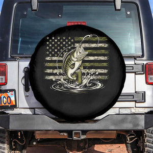 Vintage Bass Fishing Camouflage Spare Tire Cover Patriotic Largemouth Bass Angler Fishing Lovers Fisherman Camo US Flag