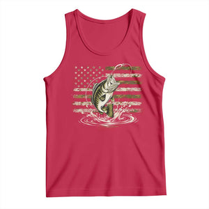 Vintage Bass Fishing Camouflage Tank Top Patriotic Largemouth Bass Angler Fishing Lovers Fisherman Camo US Flag