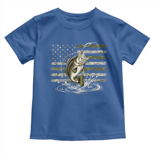 Vintage Bass Fishing Camouflage Toddler T Shirt Patriotic Largemouth Bass Angler Fishing Lovers Fisherman Camo US Flag