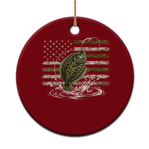 Flounder Fishing Camouflage American Flag Ceramic Ornament Patriotic Flatfish Angler Gift Saltwater Fishing Lovers