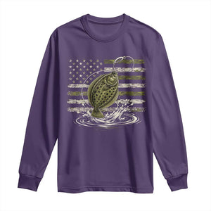 Flounder Fishing Camouflage American Flag Long Sleeve Shirt Patriotic Flatfish Angler Gift Saltwater Fishing Lovers