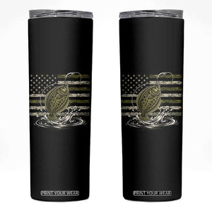 Flounder Fishing Camouflage American Flag Skinny Tumbler Patriotic Flatfish Angler Gift Saltwater Fishing Lovers