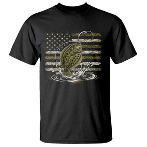 Flounder Fishing Camouflage American Flag T Shirt Patriotic Flatfish Angler Gift Saltwater Fishing Lovers