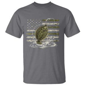 Flounder Fishing Camouflage American Flag T Shirt Patriotic Flatfish Angler Gift Saltwater Fishing Lovers
