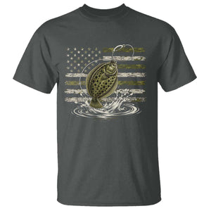 Flounder Fishing Camouflage American Flag T Shirt Patriotic Flatfish Angler Gift Saltwater Fishing Lovers