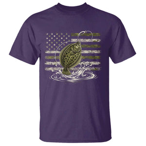 Flounder Fishing Camouflage American Flag T Shirt Patriotic Flatfish Angler Gift Saltwater Fishing Lovers