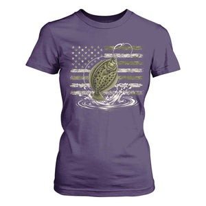 Flounder Fishing Camouflage American Flag T Shirt For Women Patriotic Flatfish Angler Gift Saltwater Fishing Lovers