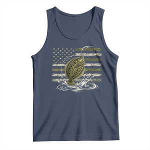 Flounder Fishing Camouflage American Flag Tank Top Patriotic Flatfish Angler Gift Saltwater Fishing Lovers