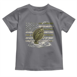 Flounder Fishing Camouflage American Flag Toddler T Shirt Patriotic Flatfish Angler Gift Saltwater Fishing Lovers